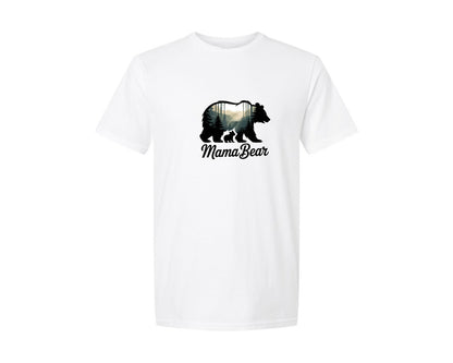 brand:Generic|color:White|Mama Bear Baby Nature Silhouette Graphic T-Shirt