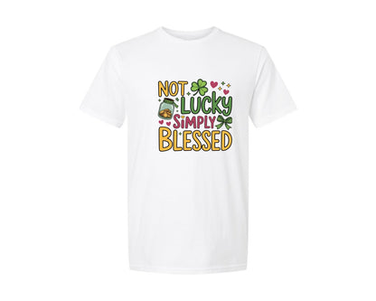 brand:Generic|color:White|Not Lucky Simply Blessedpng Retro Graphic T-Shirt