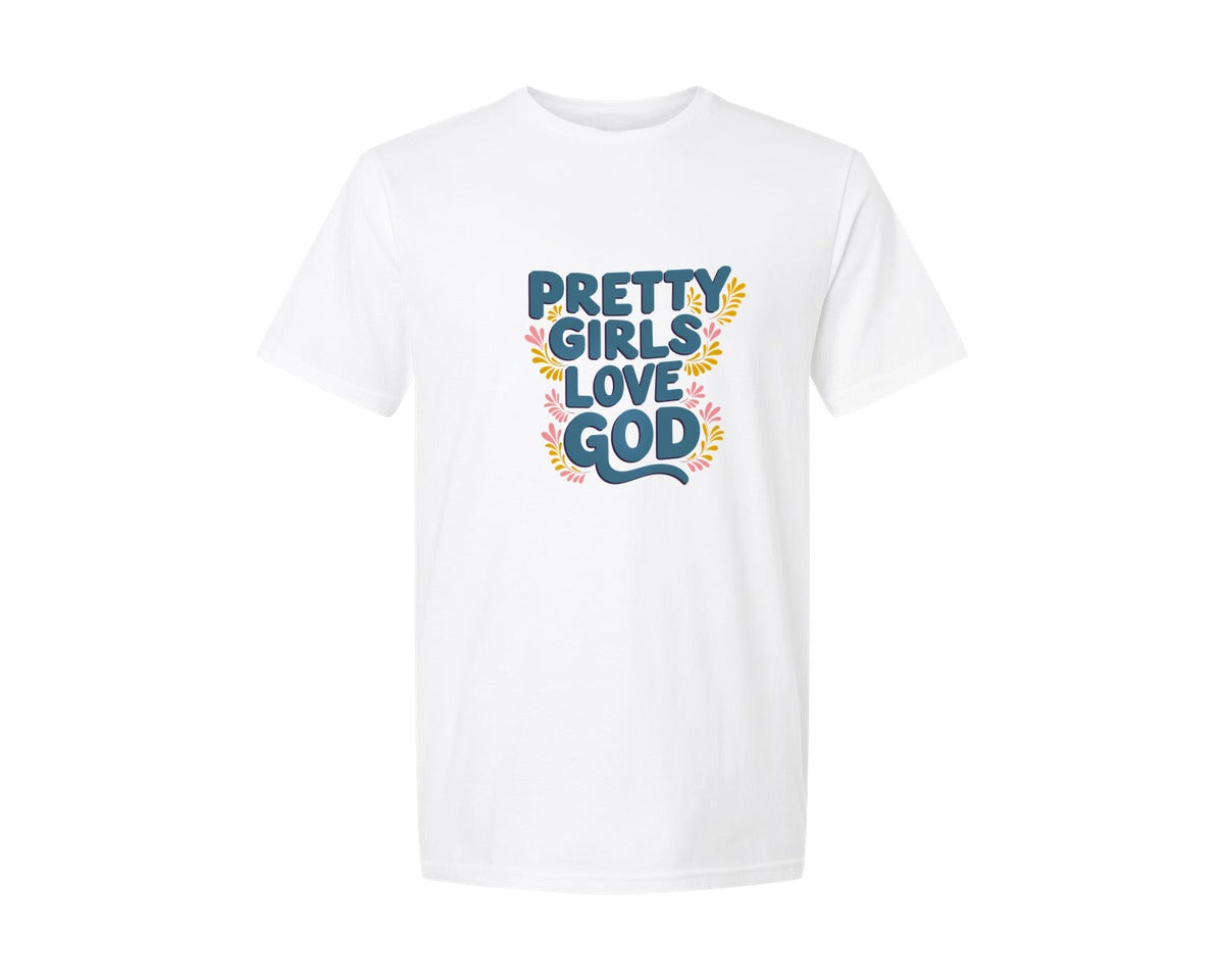 brand:Generic|color:White|Pretty Girls Love God Christian 3 Graphic T-Shirt