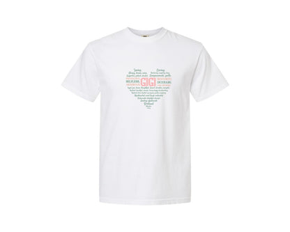 brand:Comfort Colors|color:White|Gigi Heart Shape Mothers Day Heart 3 Graphic T-Shirt
