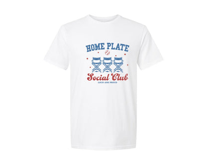 brand:Generic|color:White|Vintage Baseball Home Plate Social Club Graphic T-Shirt