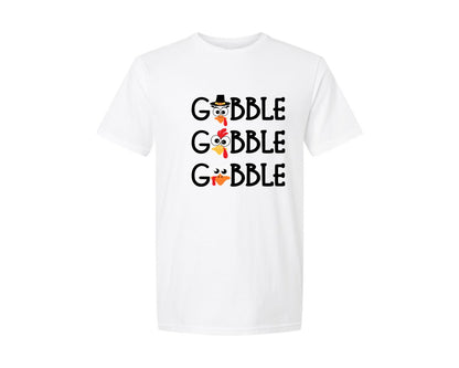 brand:Generic|color:White|Gobble Gobble Gobble Turkey Faces For O Graphic T-Shirt