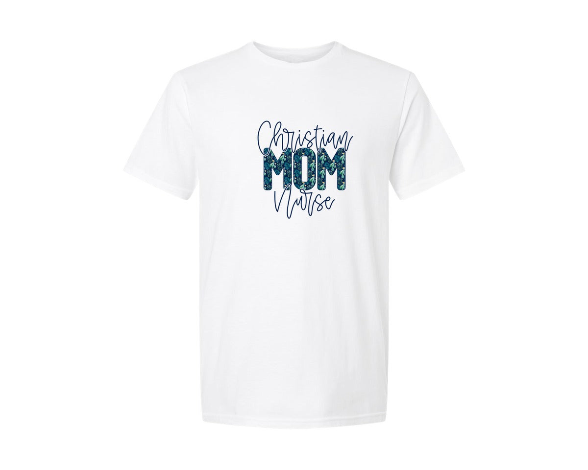 brand:Generic|color:White|Christian Nurse Mom Mothers Day Graphic T-Shirt