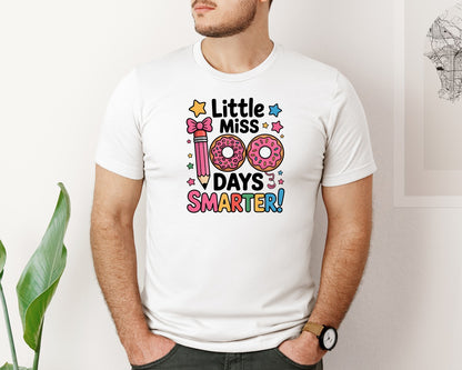 brand:Bella Canvas|color:White|Cute 100 Days Of School Girl Design Graphic T-Shirt
