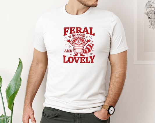 Feral And Lovely Raccoon Valentine Graphic T-Shirt