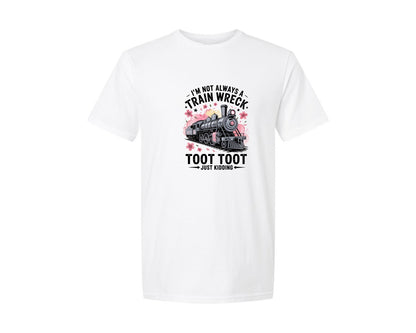 brand:Generic|color:White|Im Not Always A Train Wreck Toot 2 Graphic T-Shirt