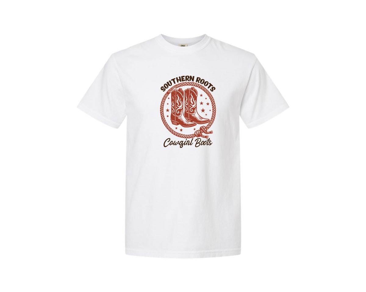 brand:Comfort Colors|color:White|Southern Roots Cowgirl Boots Cowgir Graphic T-Shirt