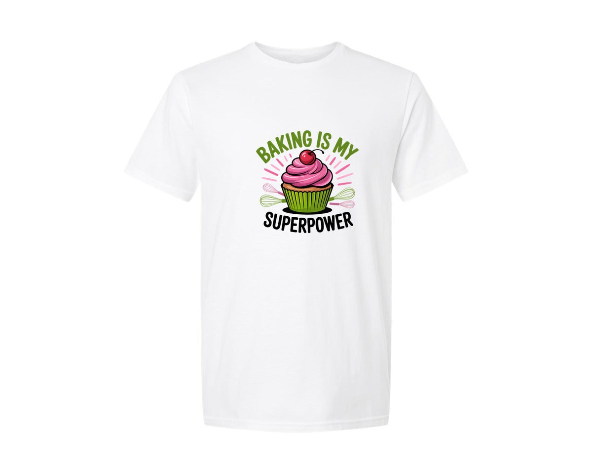 brand:Generic|color:White|Baking Is My Superpower Graphic T-Shirt