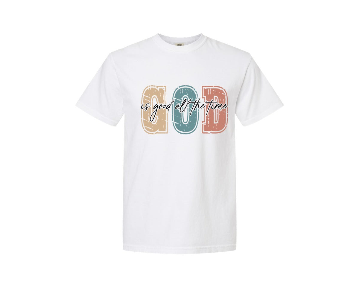 brand:Comfort Colors|color:White|Christian God Is Good All The Time 8 Graphic T-Shirt