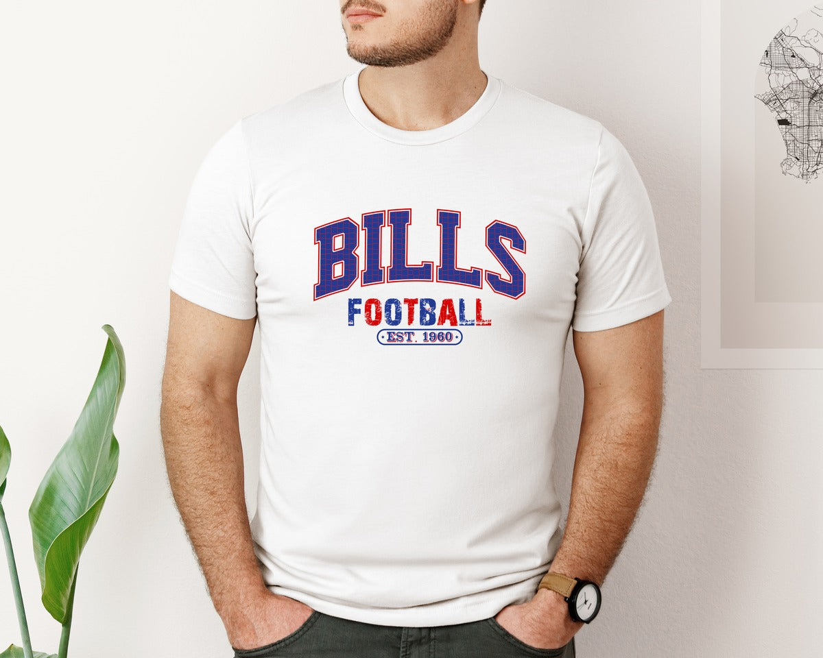 brand:Bella Canvas|color:White|Bills Football Football Graphic T-Shirt