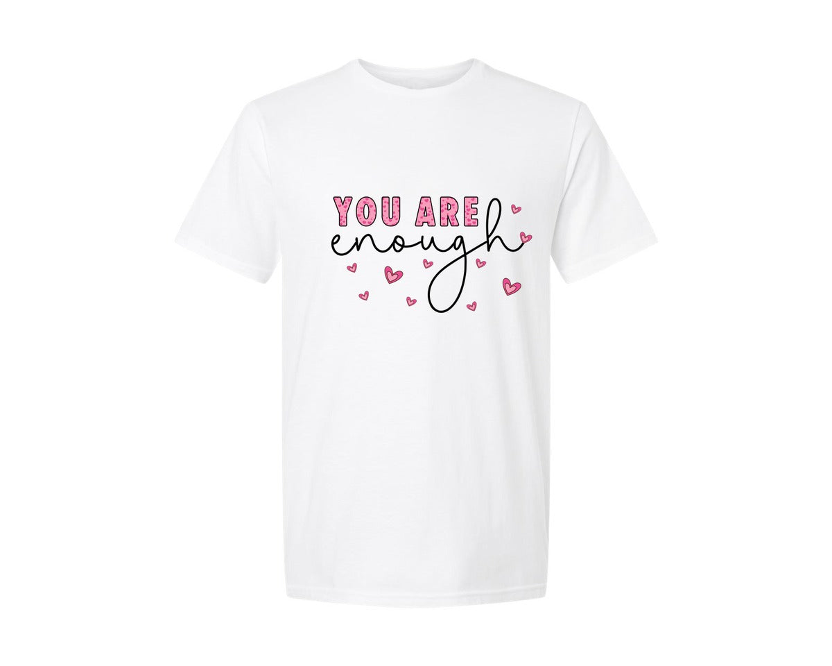 brand:Generic|color:White|You Are Enough Valentine Graphic T-Shirt