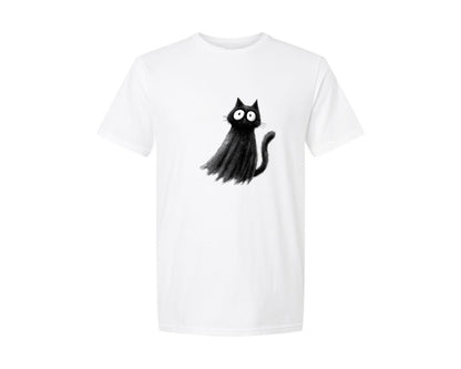 brand:Generic|color:White|Halloween Ghost And Cat 11 Graphic T-Shirt