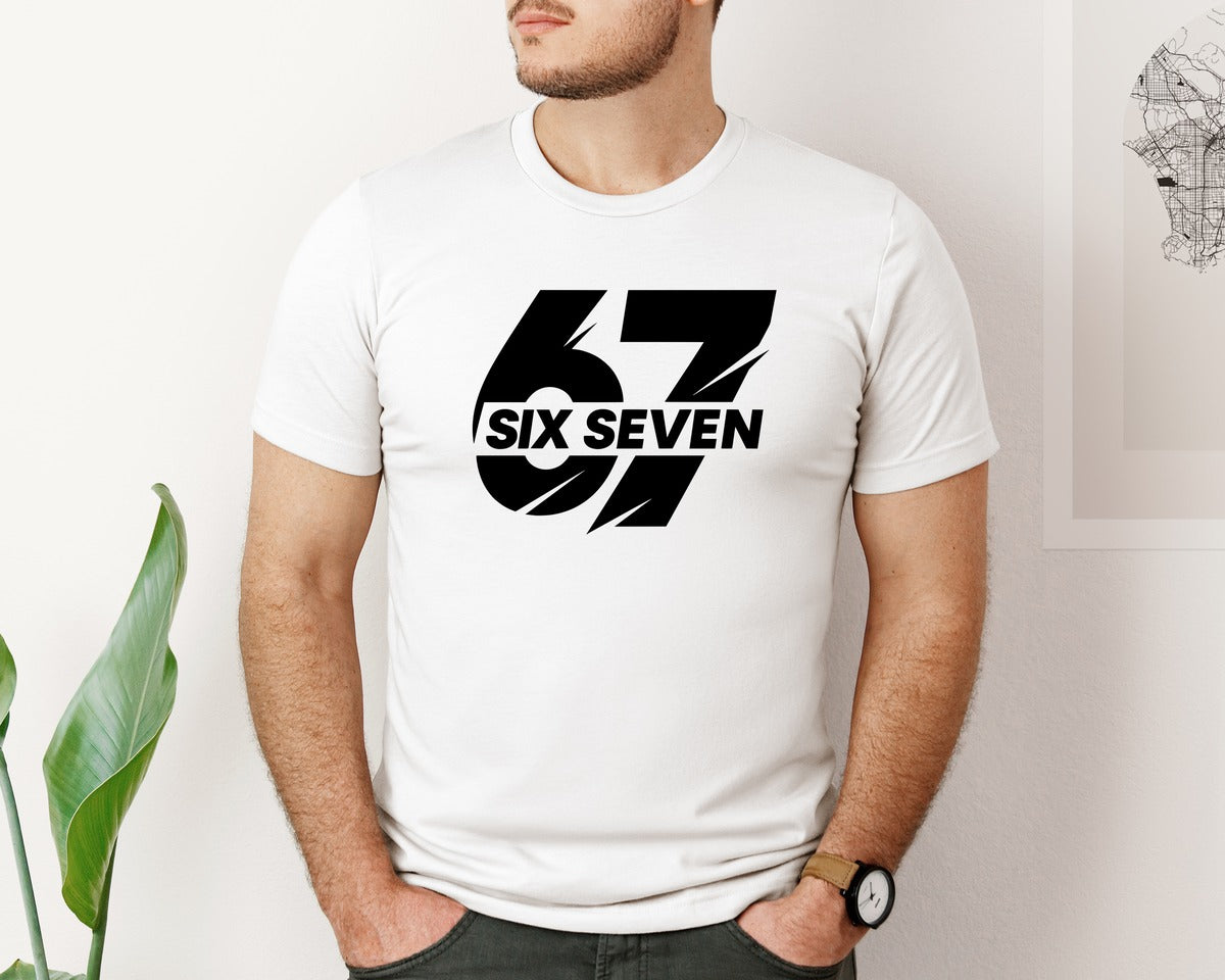 brand:Bella Canvas|color:White|67 Six Seven Racing Number Graphic T-Shirt