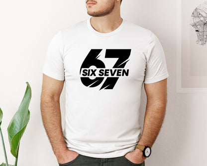 brand:Bella Canvas|color:White|67 Six Seven Racing Number Graphic T-Shirt