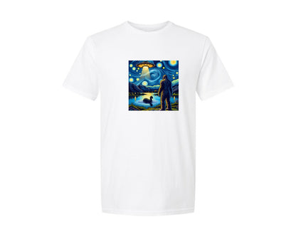 brand:Generic|color:White|Bigfoot Starry Night Graphic T-Shirt