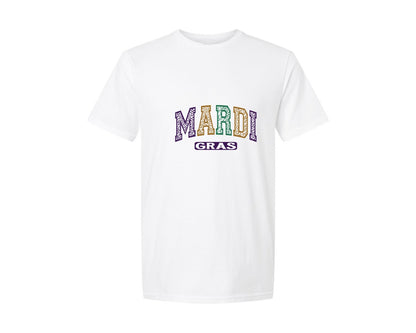 brand:Generic|color:White|Mardi Gras Mardi Gras Bow Graphic T-Shirt