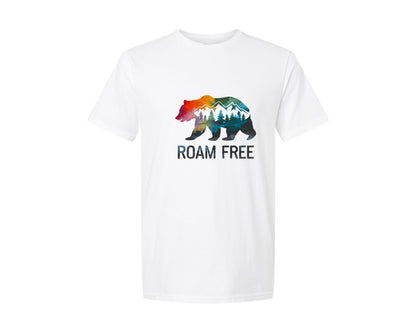 brand:Generic|color:White|Roam Free Bear Forest Hiking Graphic T-Shirt