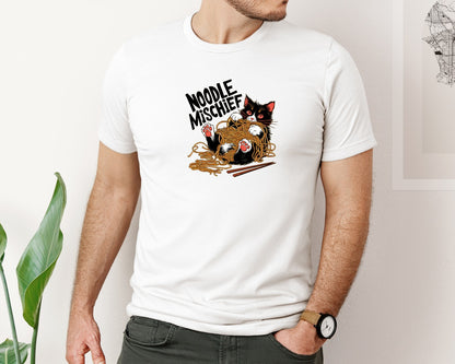 brand:Bella Canvas|color:White|Cat Ramen T Shirt Design 14 Graphic T-Shirt