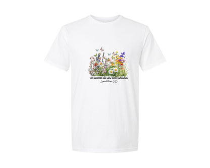 brand:Generic|color:White|His Mercies Are New Every Morning 18 Graphic T-Shirt