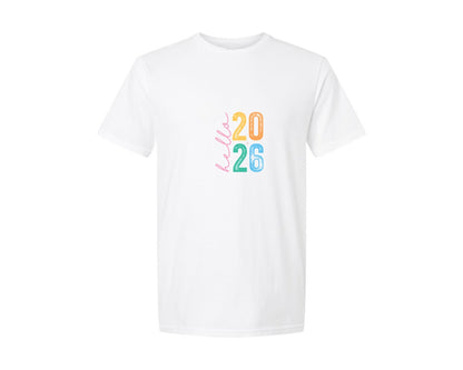 brand:Generic|color:White|Hello 2026 New Years 3 Graphic T-Shirt