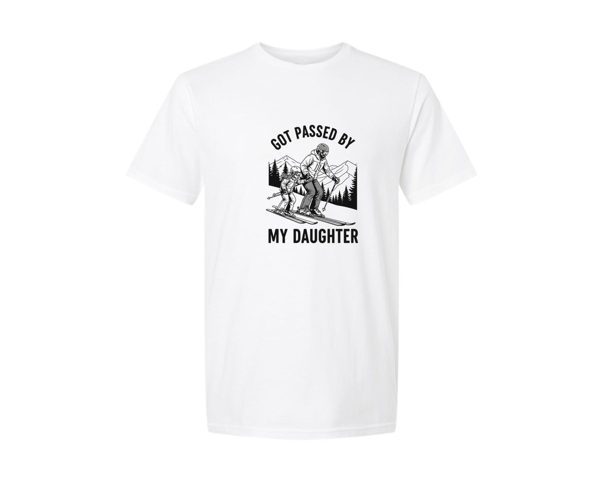 brand:Generic|color:White|Got Passed By My Daughter Funny Skiing Graphic T-Shirt