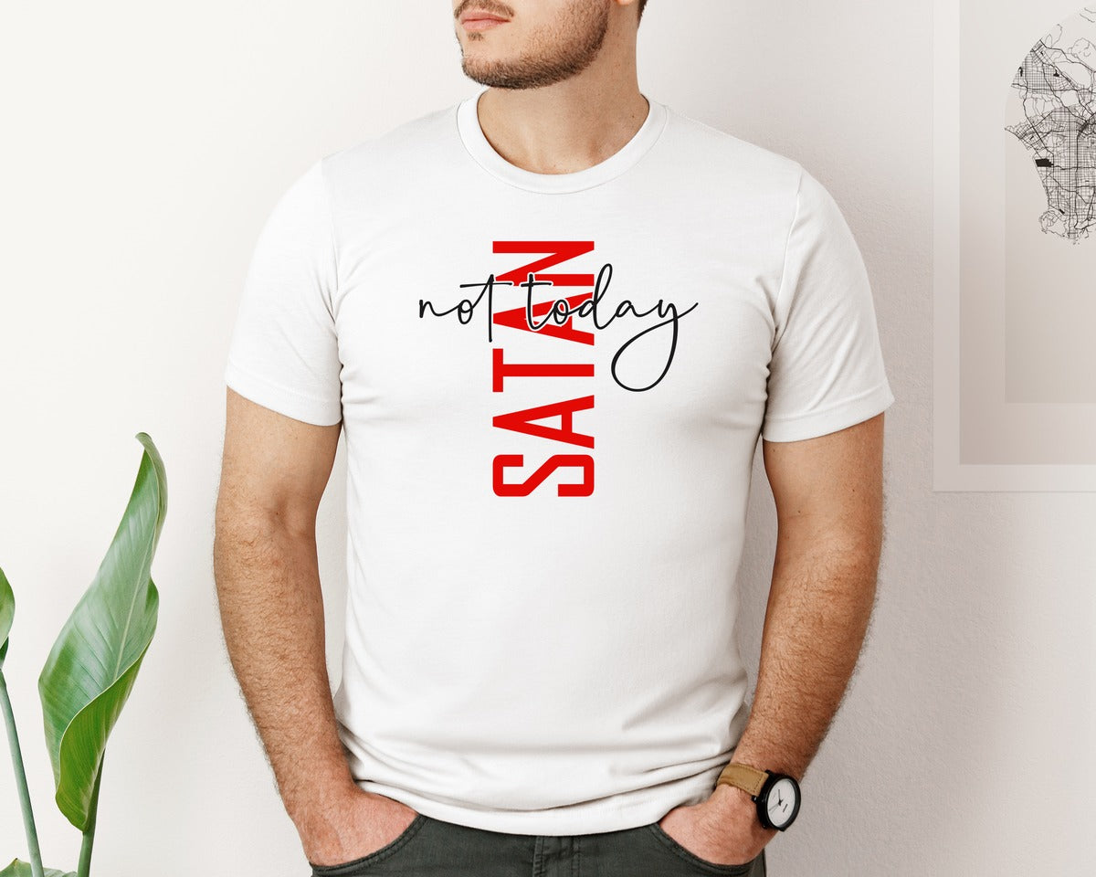 brand:Bella Canvas|color:White|Not Today Satan Shirt Design Graphic T-Shirt