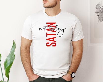 brand:Bella Canvas|color:White|Not Today Satan Shirt Design Graphic T-Shirt
