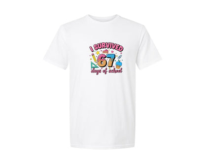 brand:Generic|color:White|I Survived 67 Days Of School 7 Graphic T-Shirt