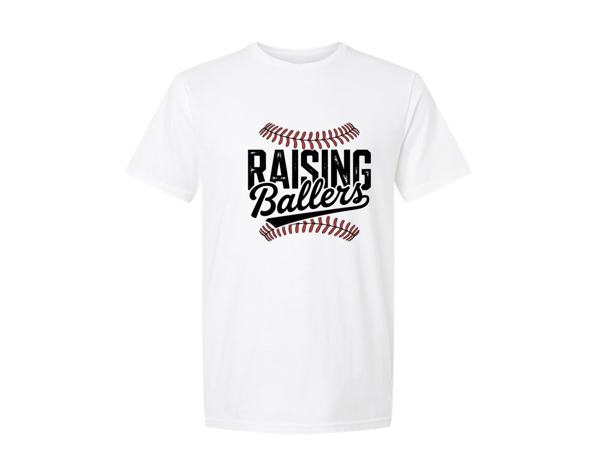 brand:Generic|color:White|Raising Ballers Baseball Graphic T-Shirt