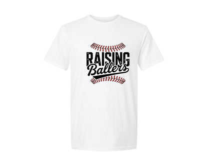 brand:Generic|color:White|Raising Ballers Baseball Graphic T-Shirt