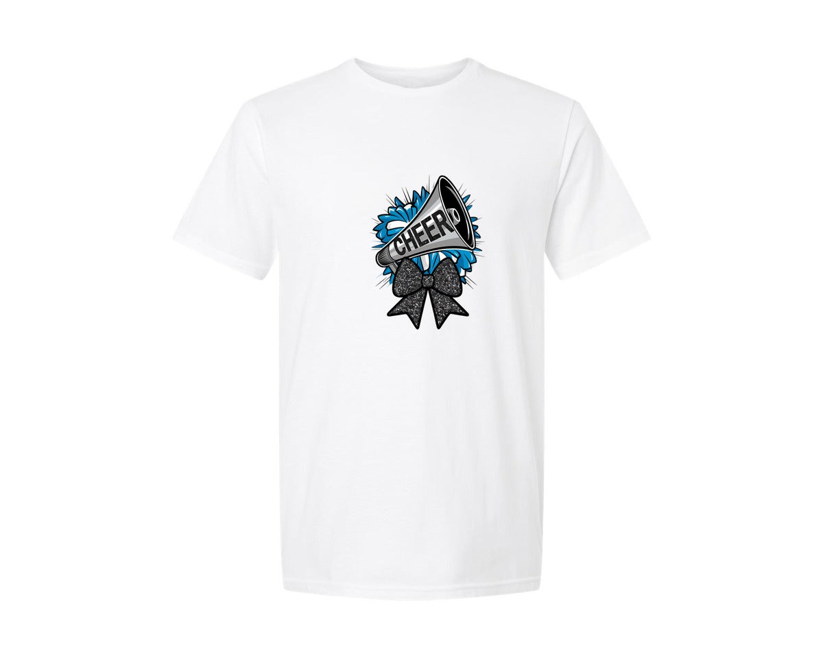 brand:Generic|color:White|Cheer Bow And Glitter Pom Poms 2 Graphic T-Shirt