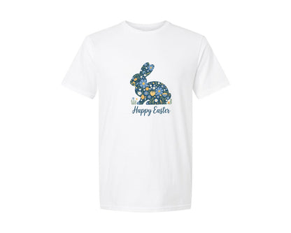 brand:Generic|color:White|Floral Easter Bunny With Wildflowers Graphic T-Shirt