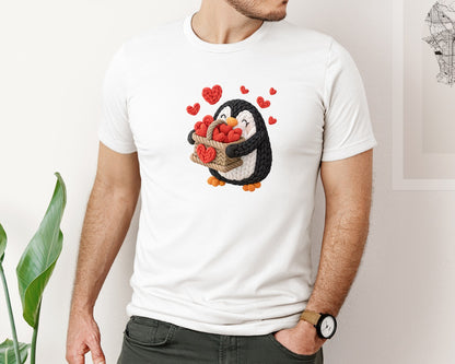 brand:Bella Canvas|color:White|Valentine Penguin Valentine 2 Graphic T-Shirt