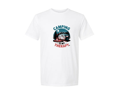 brand:Generic|color:White|Camping Trailer Night Fire Graphic T-Shirt