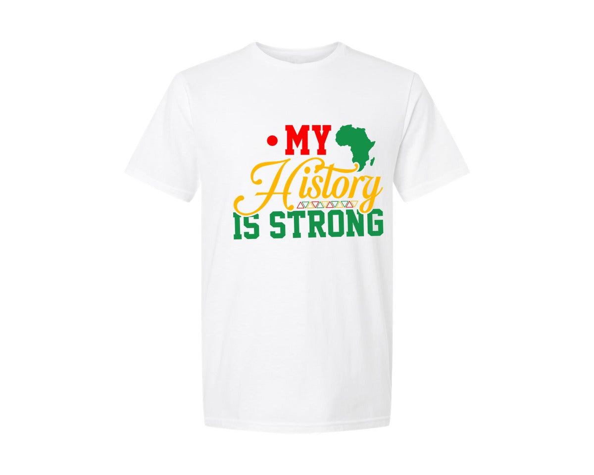 brand:Generic|color:White|My History Is Strong Black Power Graphic T-Shirt