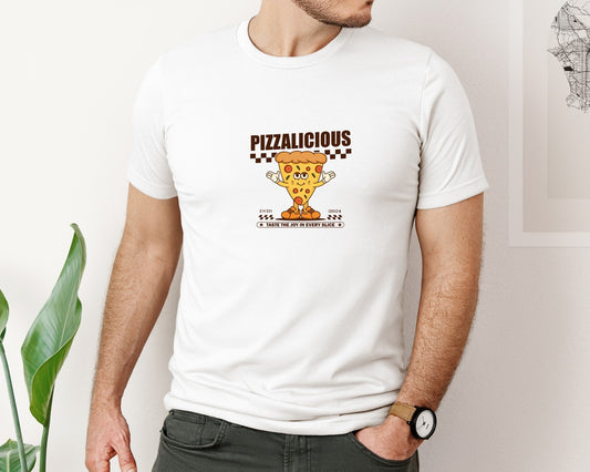 Vintage Slice Pizza Cartoon Character Graphic T-Shirt