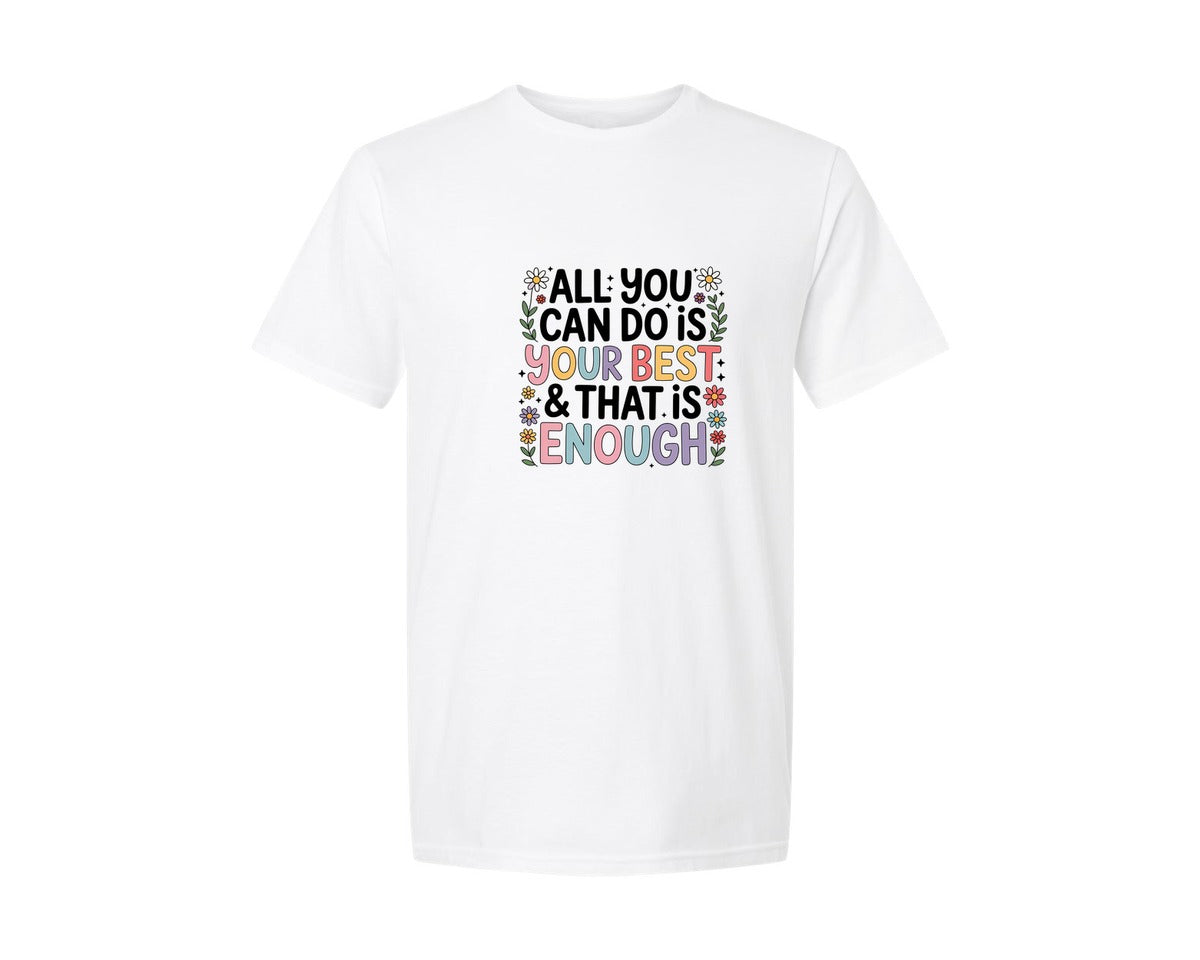 brand:Generic|color:White|Do Your Best Floral Quote Design Graphic T-Shirt