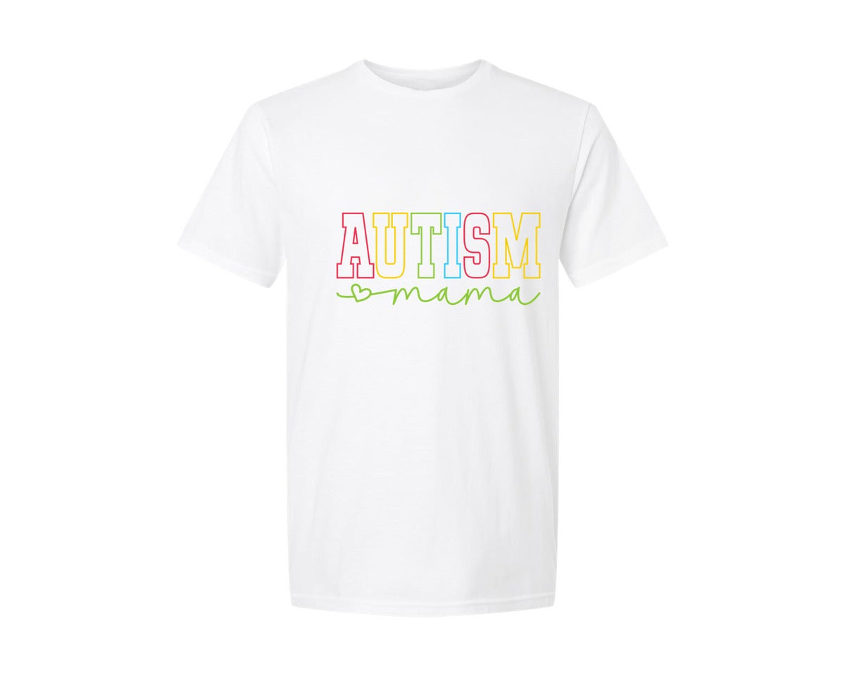brand:Generic|color:White|Autism Mama Awareness Graphic T-Shirt