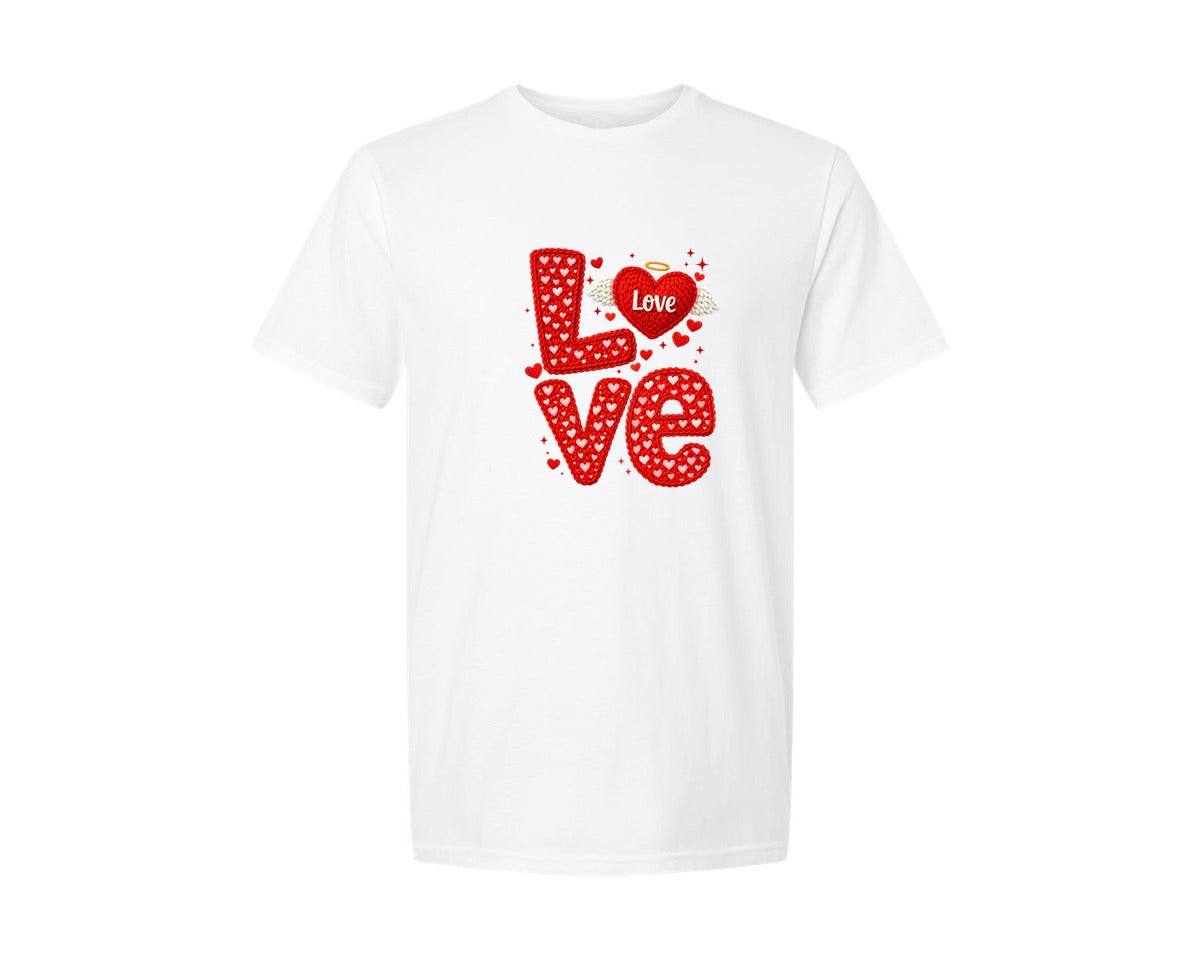 brand:Generic|color:White|Crochet Preppy Valentine Love Graphic T-Shirt