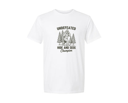 brand:Generic|color:White|Bigfoot Undefeated Hide And Seek Graphic T-Shirt