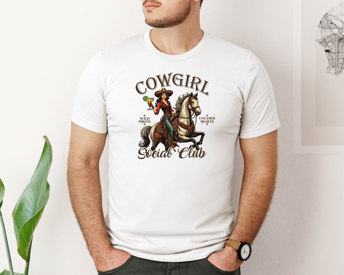 brand:Bella Canvas|color:White|Cowgirl Social Club Cowgirl Graphic T-Shirt
