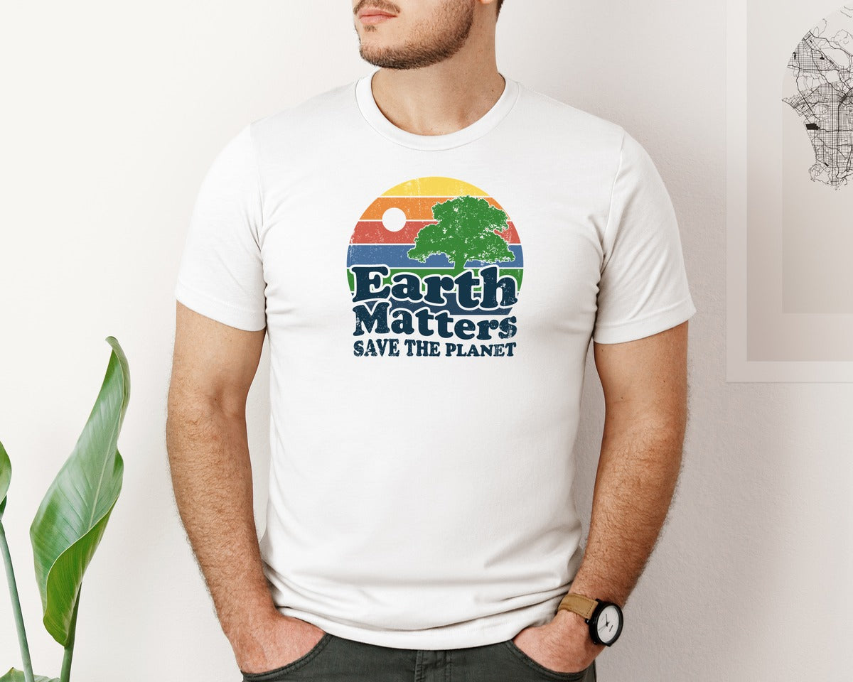 brand:Bella Canvas|color:White|Earth Matters Save The Planet T Shirt Graphic T-Shirt