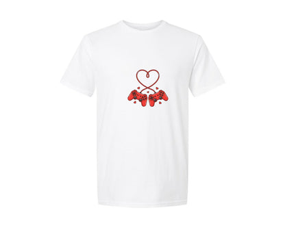 brand:Generic|color:White|Gamer Love Heart Controller Design Graphic T-Shirt