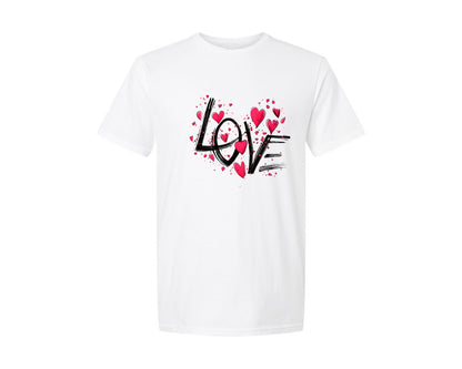 brand:Generic|color:White|Love Hearts Valentine Graphic T-Shirt