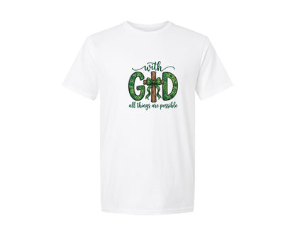 brand:Generic|color:White|With God All Things Are Possible 18 Graphic T-Shirt