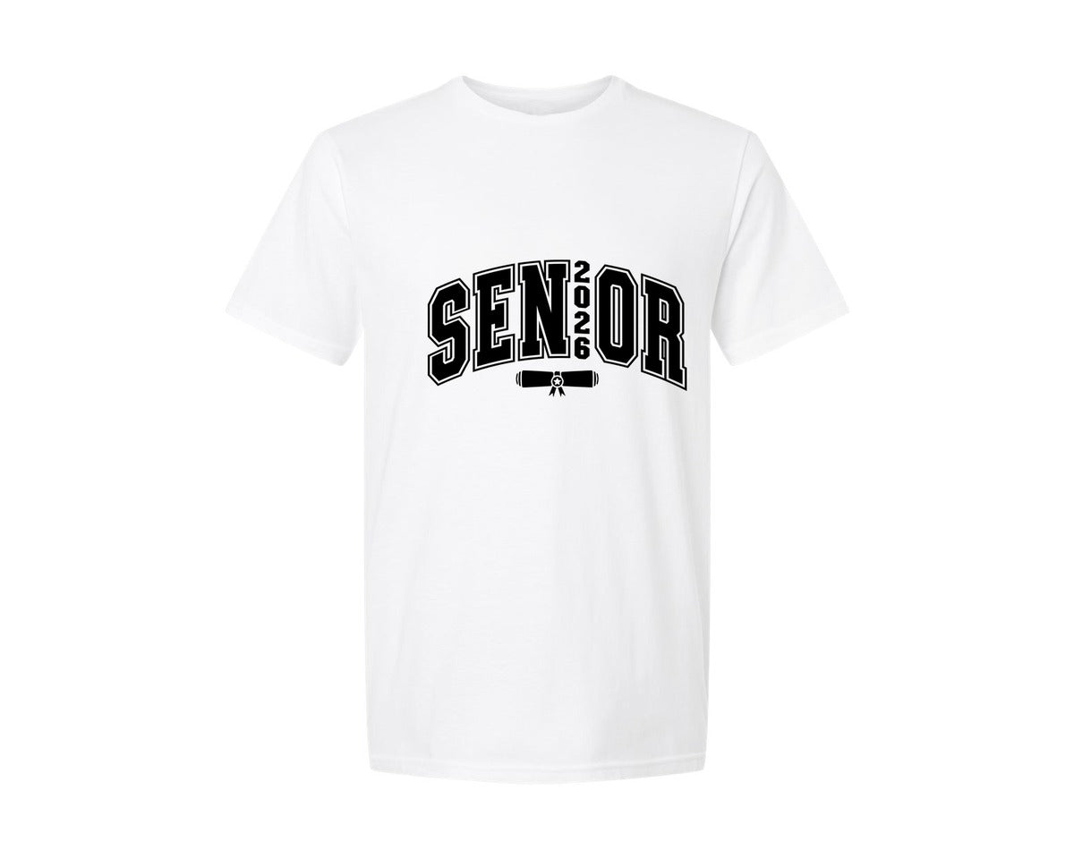 brand:Generic|color:White|Senior 2026 Graduation Graduate Grad Cap Graphic T-Shirt