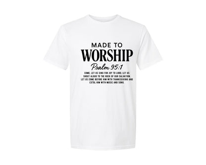 brand:Generic|color:White|Made To Worship Bible Verse 6 Graphic T-Shirt