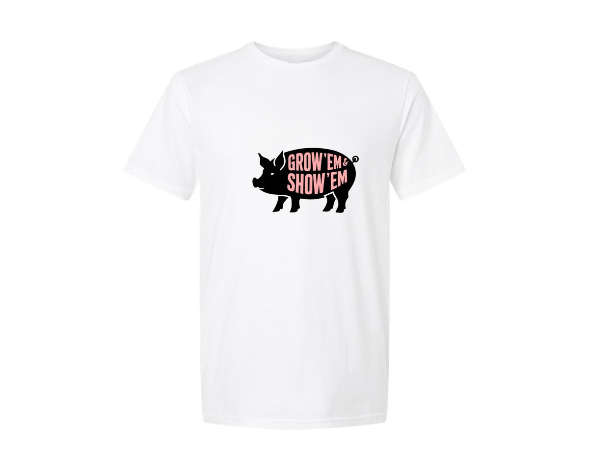brand:Generic|color:White|Show Pig Silhouette Graphic T-Shirt