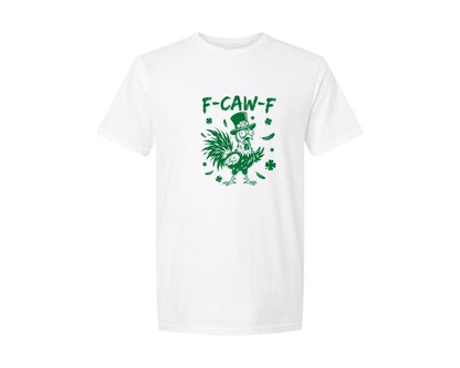 brand:Generic|color:White|Irish F Caw F Green Rooster Funny Graphic T-Shirt