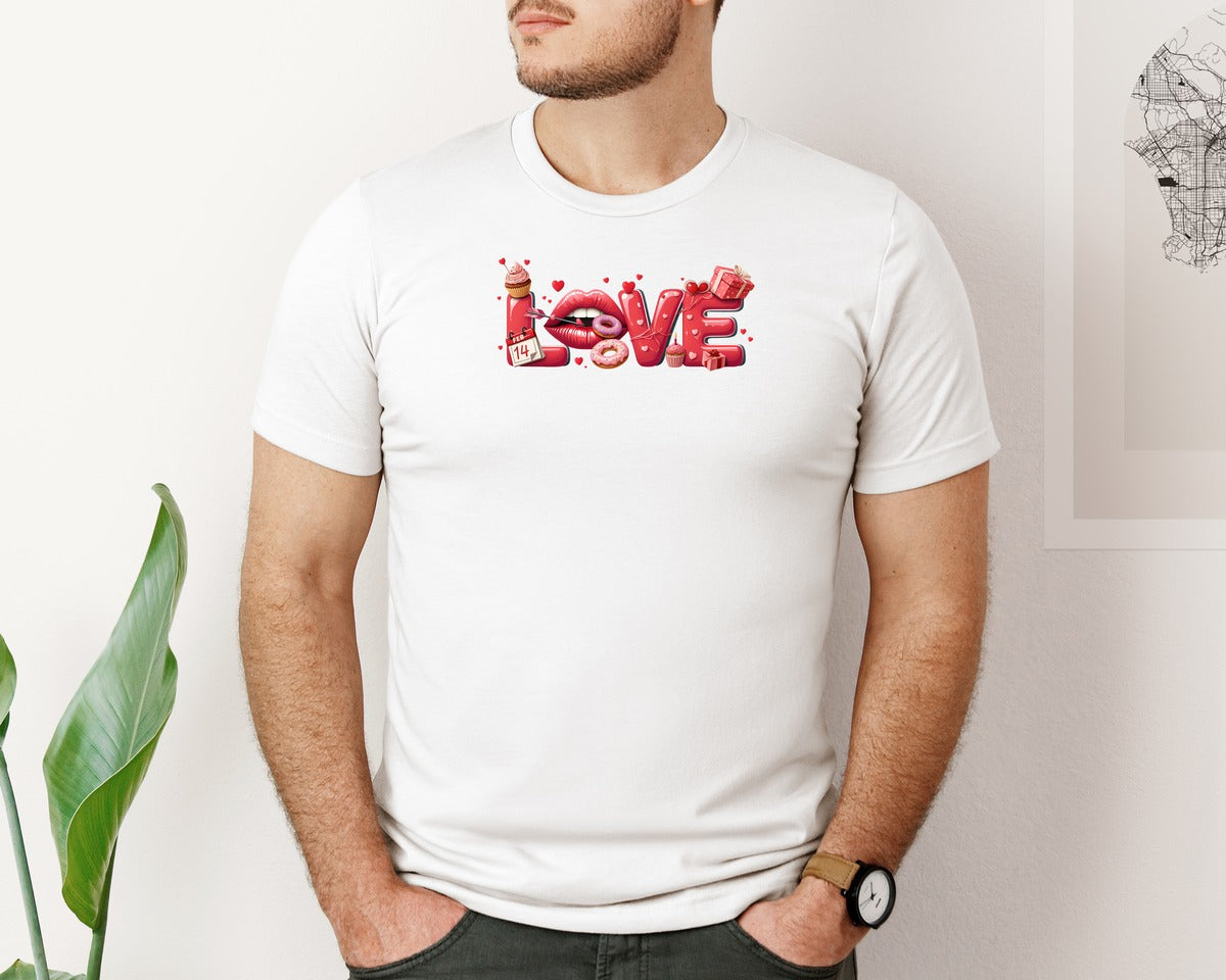 brand:Bella Canvas|color:White|Valentine Love Funny Shirtvalentine Graphic T-Shirt